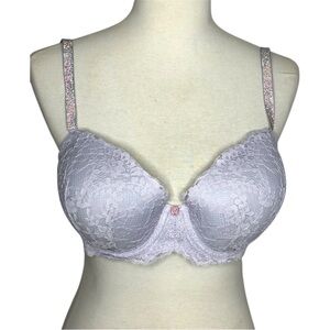 Victoria’s Secret Twinkle Lace Lightly Lined Demi Bra Rhinestone Strap Size 36DD